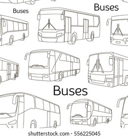 Vector pattern of different bus or van icons. All vector objects are isolated. Vector illustration, EPS 10