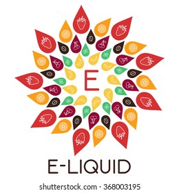 Vector pattern of different flavor. Liquid to vape. Tastes of electronic cigarette. For vape shop, e-cigarette and e-liquid store, isolated on white background