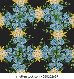 vector pattern with different flowers