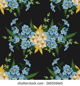 vector pattern with different flowers