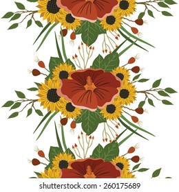 vector pattern with different flowers