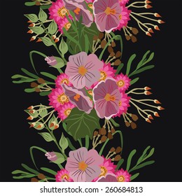 vector pattern with different flowers