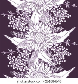 vector pattern with different flowers