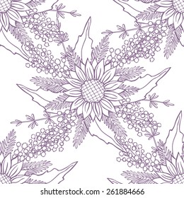vector pattern with different flowers