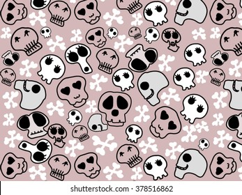 Vector pattern with different little skulls