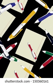 Vector Pattern of different pens and exercise book in a cage