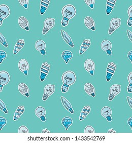 Vector pattern of different types of bulbs, made in the same style