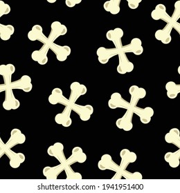 Vector pattern of dog bones on a black background. Vector illustration.