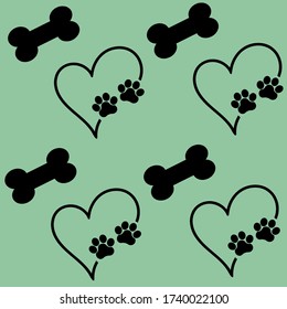 vector pattern dog cat with the image bone