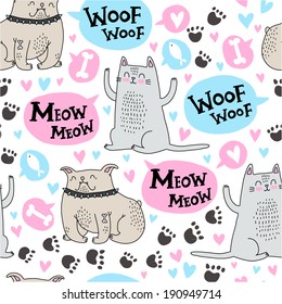 Vector pattern dogs and cats love