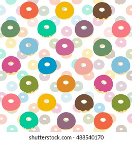 vector pattern of donuts isolated on white background