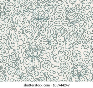 vector pattern with doodle floral ornament