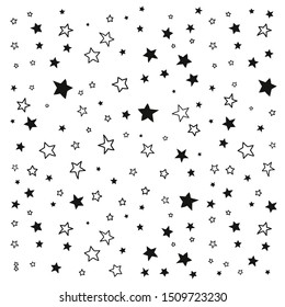 Motif vectoriel avec étoiles de gribouillage. Joli arrière-plan géométrique pour le papier d'emballage et le paquet. Dessiné à la main