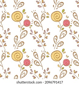 Vector pattern with doodles of flowers. Floral background. Decorative illustrations.
For the design and decoration of textiles, covers, packaging, wrapping paper and more.