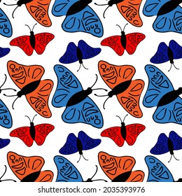 Vector pattern drawing of a butterfly. Simple drawing of a butterfly for printing.