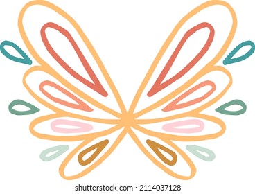 Vector pattern drawing of a butterfly. Simple drawing of a butterfly for printing.
