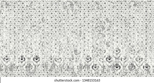 Vector  pattern with drawn lace at gray background vintage effect . For art texture, vintage, ethnic , modern damask  pattern for carpet, rug, scarf, clipboard , shawl pattern. 