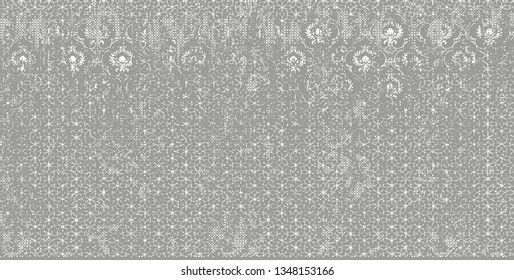 Vector  pattern with drawn lace at gray background vintage effect . For art texture, vintage, ethnic , modern damask  pattern for carpet, rug, scarf, clipboard , shawl pattern. 