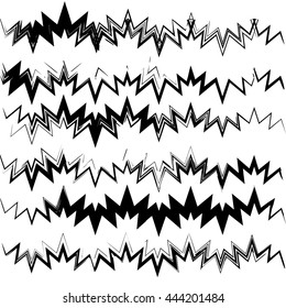 Vector pattern with drawn zigzag. Black and white texture. 