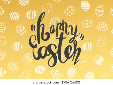 Vector pattern with easter egg on gold background. Easter holiday
