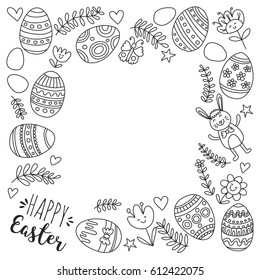 Vector pattern for Easter Eggs, flowers, bunny Happy easter pattern