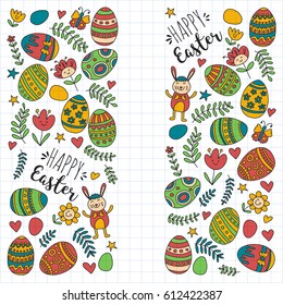 Vector pattern for Easter Eggs, flowers, bunny Happy easter pattern