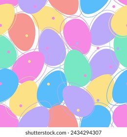 Vector pattern of Easter eggs. Linear design, pastel colors. Wallpaper background