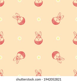 vector pattern with Easter eggs on basket on pastel background Easter spring seamless baby background Seamless cute spring cartoon pattern. Repeated summer vector illustration, pretty seamless texture