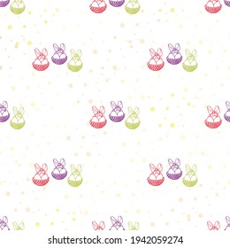 vector pattern with Easter eggs on basket on transparent background Easter spring seamless baby background Seamless cute spring cartoon pattern. Repeated summer vector illustration, pretty seamless 