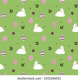 Vector pattern with Easter symbols and folk flowers. For Easter and other users. Design element.