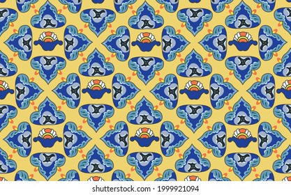 Vector pattern in eastern traditional style. Muslim oriental textile design decoration. Geometric Russian style wallpaper. Floral ornament