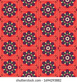 Vector pattern, Egyptian Tent fabric, khyamia texture, ethnic traditional islamic arabic Ramadan pattern design in original colors,for Ramadan. arabic egyptian design as fabrics,table cloth , flyers 