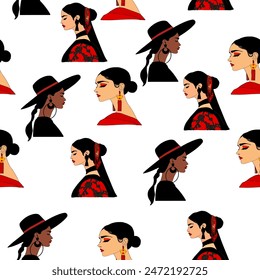 Vector pattern elegant girls. Vector set of beautiful girls. Aesthetics and elegance. Flat vector collection