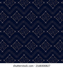 Vector pattern with elegant ornament.Gorgeous gold ornament on a blue background in a seamless vector pattern.