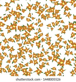 Vector pattern elementary usual fantasy flowers Colorful paisley wallpaper. Print design vector illustration.