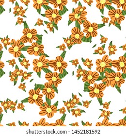 Vector pattern elementary usual fantasy flowers Colorful paisley wallpaper. Print design vector illustration.