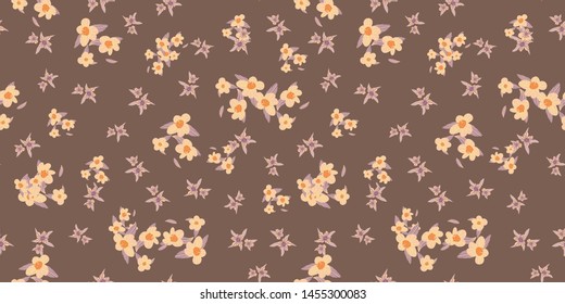 Vector pattern elementary usual fantasy flowers Colorful paisley wallpaper. Print design vector illustration.