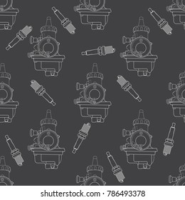 Vector pattern of elements for engine, carburetor and candle It can be used for backgrounds, websites, brochures, postcards, etc.