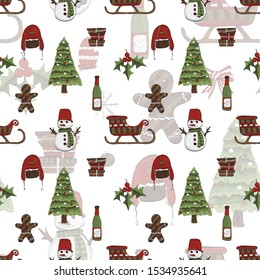 Vector pattern of elements for the new year. Christmas decorations. . It can be used for backgrounds, websites, brochures, postcards, etc.