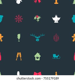 Vector pattern of elements for the new year. Christmas decorations. Brush stroke. It can be used for backgrounds, websites, brochures, postcards, etc.