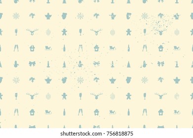 Vector pattern of elements for the new year. Christmas decorations. Brush stroke. It can be used for backgrounds, websites, brochures, postcards, etc.