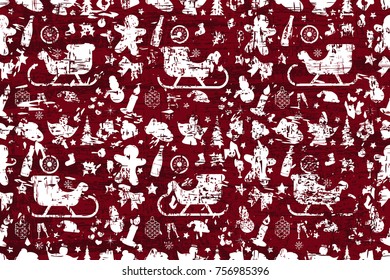 Vector pattern of elements for the new year. Christmas decorations. Brush stroke. It can be used for backgrounds, websites, brochures, postcards, etc.