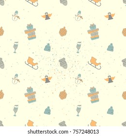 Vector pattern of elements for the new year. Christmas decorations. Brush stroke. It can be used for backgrounds, websites, brochures, postcards, etc.