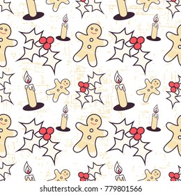 Vector pattern of elements for the new year. Christmas decorations. Brush stroke. It can be used for backgrounds, websites, brochures, postcards, etc.