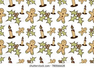 Vector pattern of elements for the new year. Christmas decorations. It can be used for backgrounds, websites, brochures, postcards, etc.