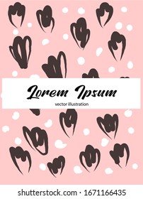 Vector pattern with elements of plants and flowers in warm colors.