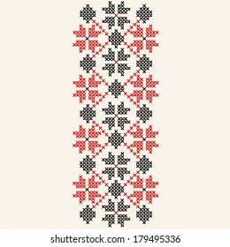 vector pattern, embroidery, red, black