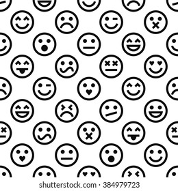 Vector Pattern With Emoticons, Seamless Background.