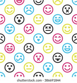 Vector Pattern With Emoticons, Seamless Background.