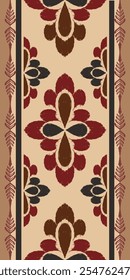 Vector Pattern Ethnic Ikat, Cream Brown Pastel Tones Luxury Seamless Oriental Ethnic Traditional Aztec Abstract Design for Carpets, Textures, Fabric, Clothing, Textiles and Decor.